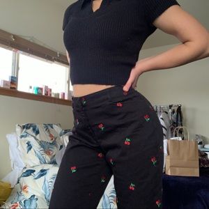 SOLD Vintage Cutoff Cherry Print Trousers
